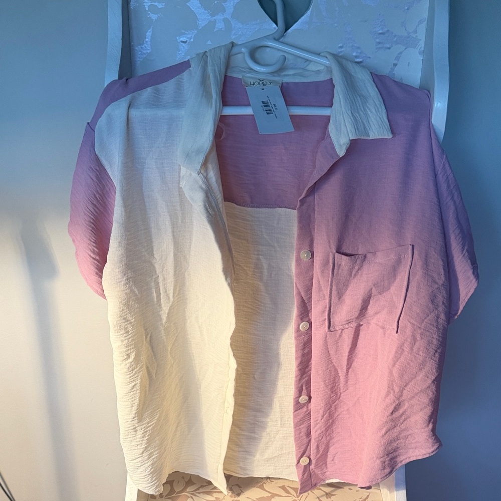 Two-Tone Pink and Cream Women's Blouse